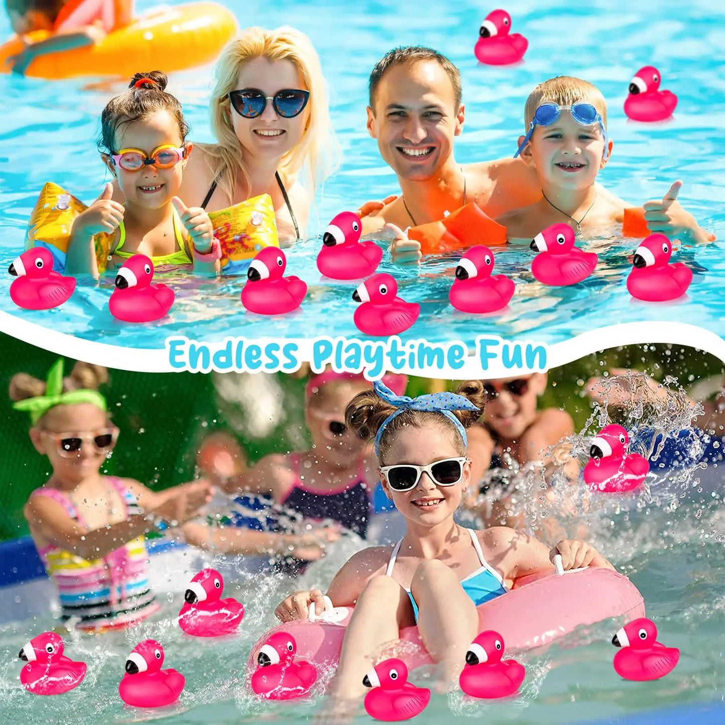 20/40pcs Flamingo Rubber Duckies for Kids,Pink Flamingo Duck Bath Toys Cute Floating Squeaky Mini Rubber Ducks for Baby Shower