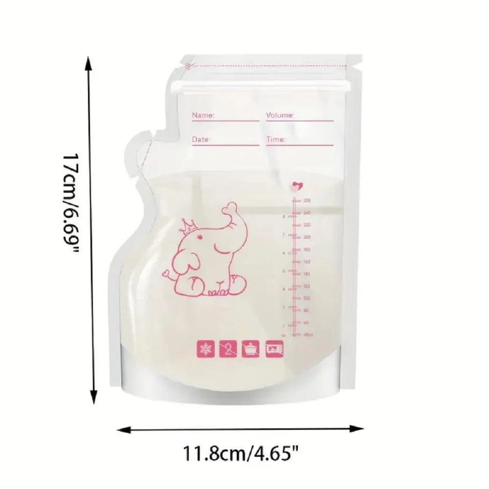 30/60 Pack 250ml BPA Free Milk Storage Bags Safe Breast Milk and Baby Food Freezer Bags for Easy Feeding