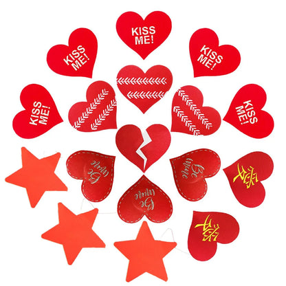 KISS ME Women Sexy Nipple Covers Red Heart Star Cross 5Pairs Adhesive Pads Body Breasts Stickers Milk Paste Chest Paste UnBra