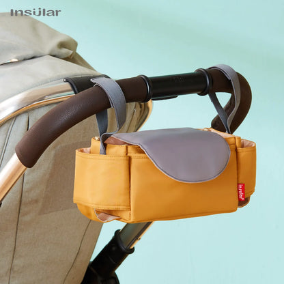 Stroller Organizer Bag,Multifunctional Mommy Diaper Bag with Basket,Hooks & Cup Holder,Universal Pram Buggy Carriage Accessories