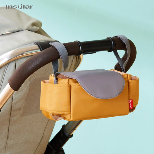 Stroller Organizer Bag,Multifunctional Mommy Diaper Bag with Basket,Hooks & Cup Holder,Universal Pram Buggy Carriage Accessories