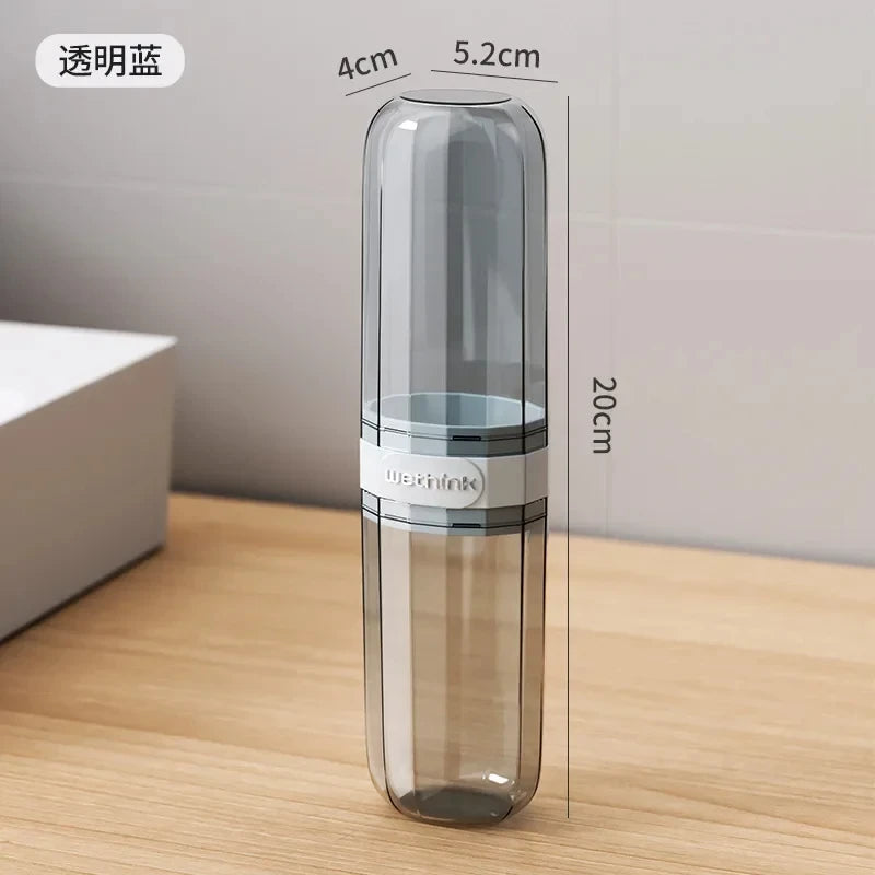 Portable Clear Toothbrush Travel Case, Hard Shell All-in-One Organizer for Business Trips Gym & Commute, Hygienic Secure Design