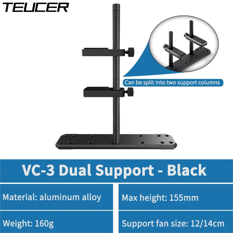 TEUCER VC-3 Dual Pillar Graphics Video Card Bracket PC Case DIY Accessories Aluminum Alloy GPU Support Bracket For 12/14cm Fan
