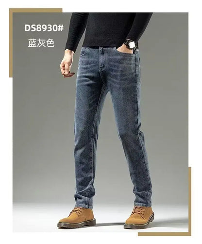 Spring Autumn 2025 Men's High-End Fashion Casual Pants Straight Leg Slim Fit Long Denim Jeans Handsome Cargo Casual Pants Men