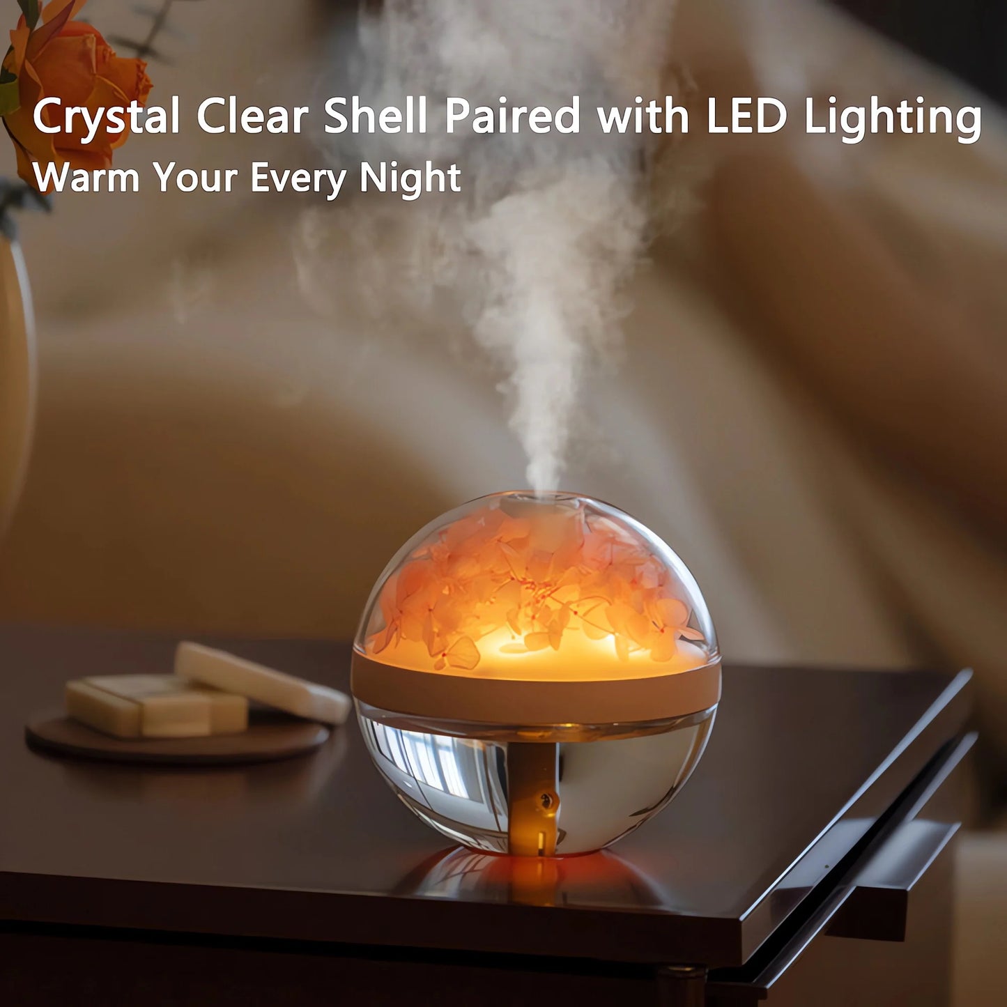 Eternal Flower Humidifier Dual-USB Battery Charger Mini Home Atmosphere Light Creative Festival Gift Artificial Flower Diffuser