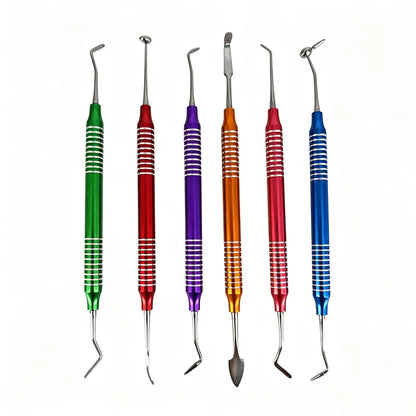 6pcs/set Dental Composite Resin Filling Spatula Titanium Plated Head Resin Filler Thick Handle Dentistry Instrument Material