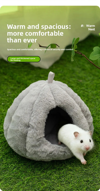 Small Pet Winter Warm Nest Rabbit Fleece Hamster House Gerbil Hideout Plush Mouse Sleeping Cave for Hamsters Mice
