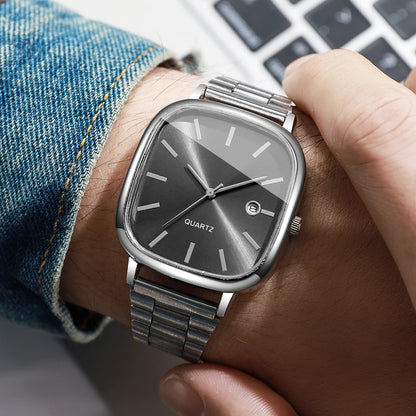 Fashion Square Men Business Watches Analog Calendar Quartz Watch for Mens Clock Reloj Hombre（Without Box）