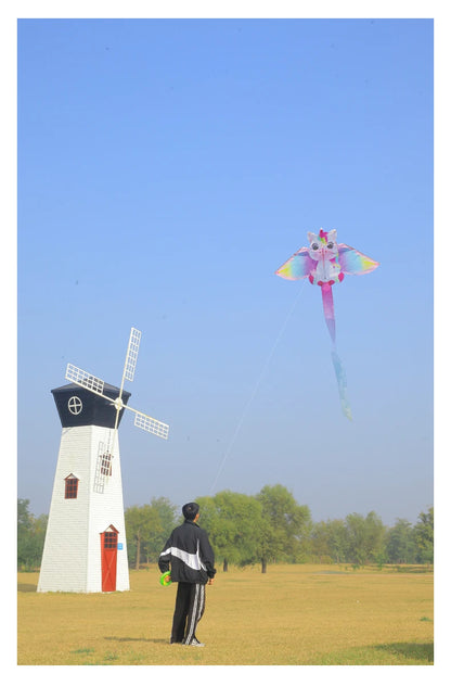 Yongjian Pink Unicorn Kite, a small kite ideal for beginners, easy to fly, comes with a 50-meter kite line