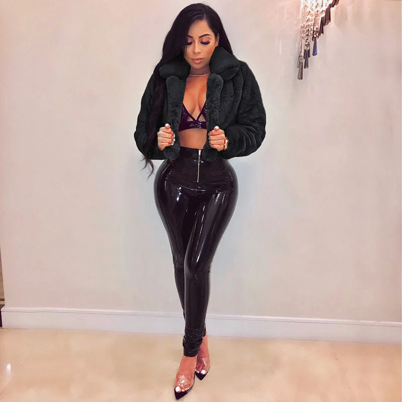 Women Coat Faux Fur Coats Sexy Short Jackets Turn Down Collar Long Maxi Loose Open Stitch Thick Warm Outerwear Autumn Winter