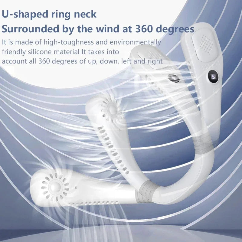 Lenovo Neck Bladeless Fan Mini Ultra Longlife Portablelazy Silent Fan Usb Charging Student Sports Office Multiple Home Scenarios