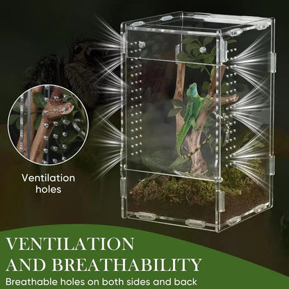 Acrylic Transparent Reptile Terrarium Breeding Box amphibian Cage Nano Arboreal Tarantula Enclosure Jumping spider Reptiles Habi