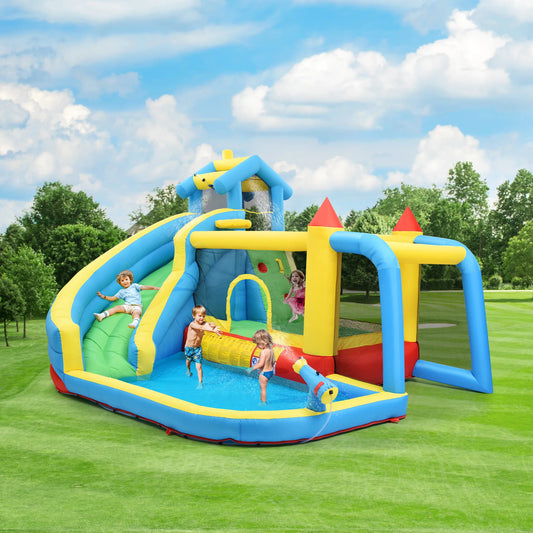 Kids' Bounce House,5 in 1 Inflatable Hopping Castle for Kids 3-10 Years, Outdoor Castle Bouncer with Slide Jump Area Water Pool Football Net
