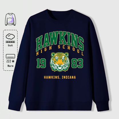 Hawkins 1983 Mighty Tiger Pullover For Men Autumn Oversize Long Sleeve Casual All-Match Clothing Unisex O-Neck Fashion Retro Top