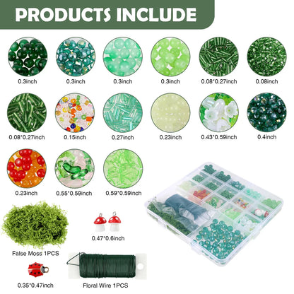 DIY Craft Succulent Plant Glass Bead Set for Handmade Jewelry Ornament Making Supplies with Leaves and Flower for Art Decoration