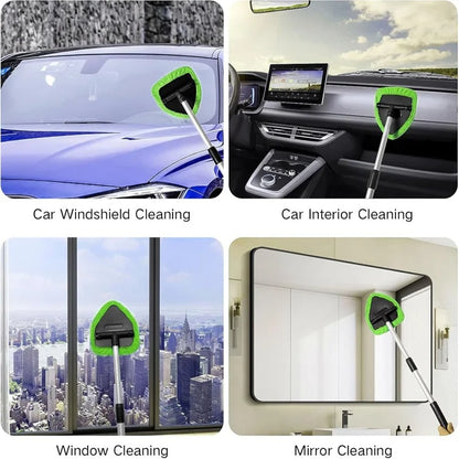 Car Window Cleaner Brush Kit Microfiber Windshield Cleaning Tool Auto Interior Glass Wash Wiper Long Handle Cleaning Brush