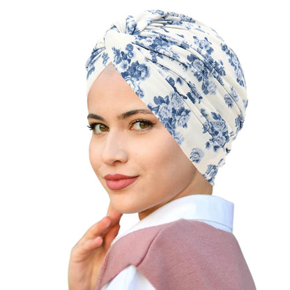 2025 New Soft Elastic Colorful Muslim Inner Hijabs Women Islamic Muslim Hijab Instant Turban Cap For Ladies Stripe Bohemia Print