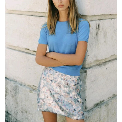 Summer New Women's Design  ort  Skirt with Inner  Bead Decoration Casual Sle Polyester Fiber Knitted A-Line...