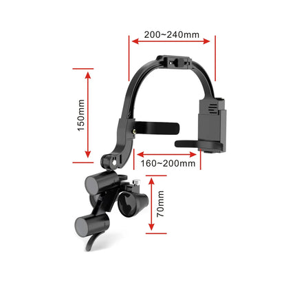 2.5X 3.5X Binocular Dental Loupe Magnification Headlamp with Single Battery Surgical LED Headlight for Dentist Medical Lamp
