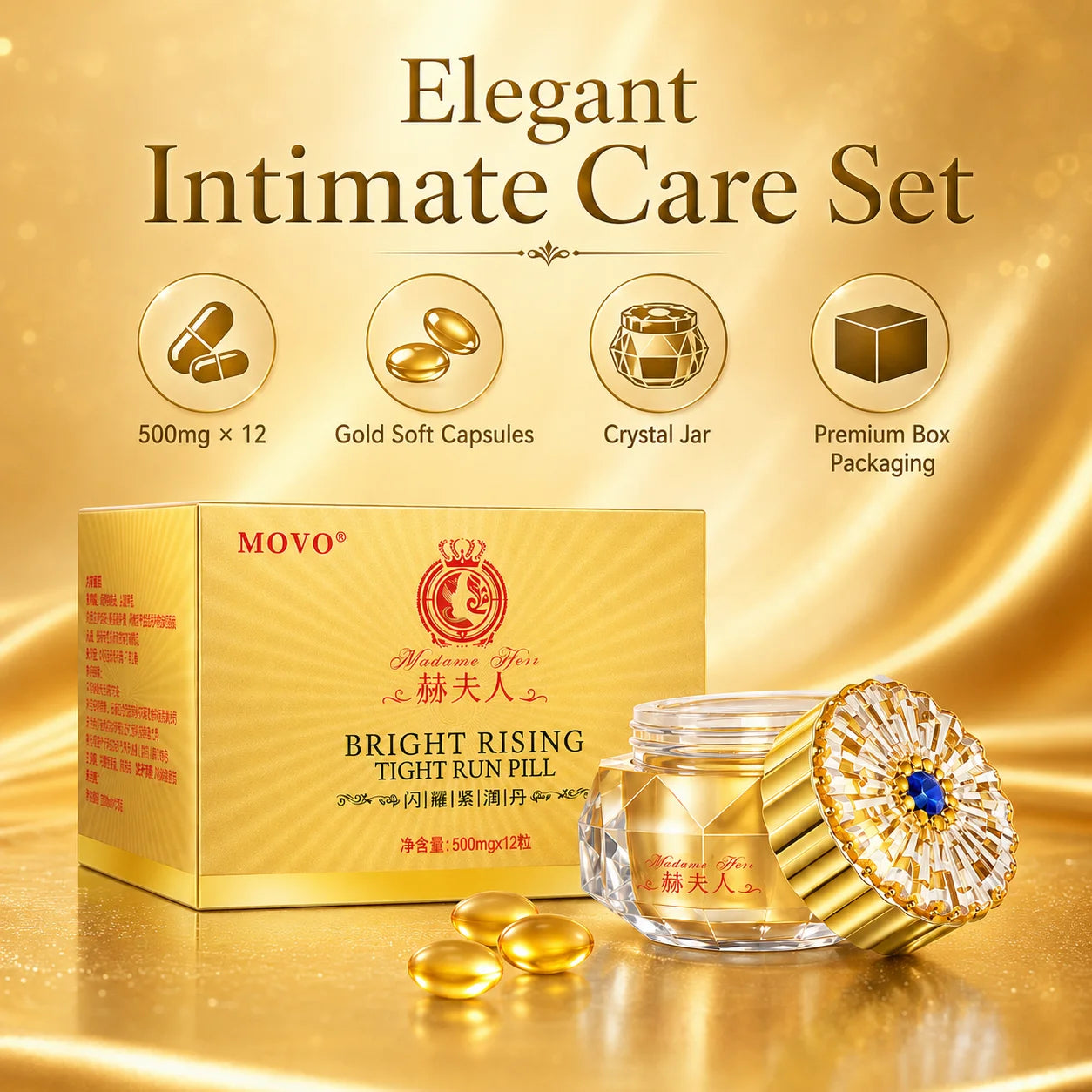 Female Intimate Tightening Capsules, Hormone-Free Lubricating Pearls for Arousal Comfort & Private Care, 12pcs