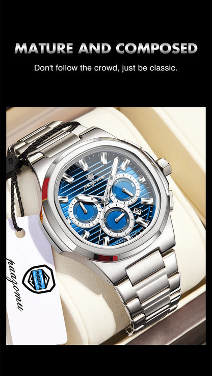 PAAZOMU Fashion Brand Man Wristwatch Waterproof Stainless Steel Luminous Men Watch Chronograph Date Luxury Quartz Men's Watches