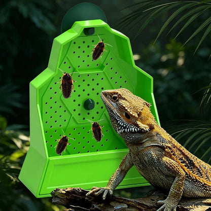 Corner Reptiles Feeder Box With Suction Cups Wall Mounted Terrariums Feeding Dish For Lizards Geckos Pet Reptile Feeder