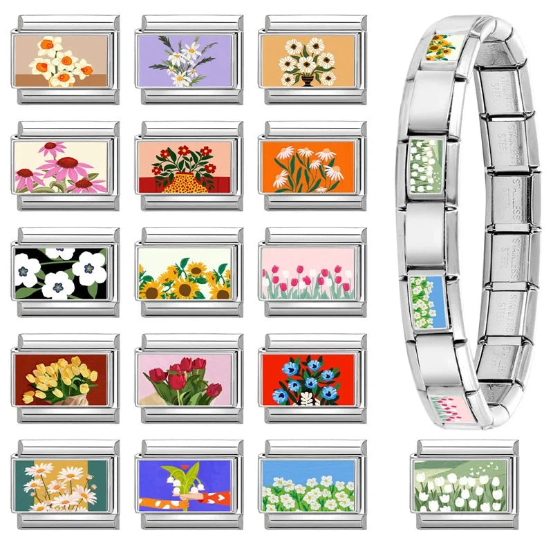 Wholesale Cute Animal Swimming Dogs Cats Sheep Charm Bracelet Fit 9mm Bracelet Stainless Steel Italian Links Making DIY Jewelrys