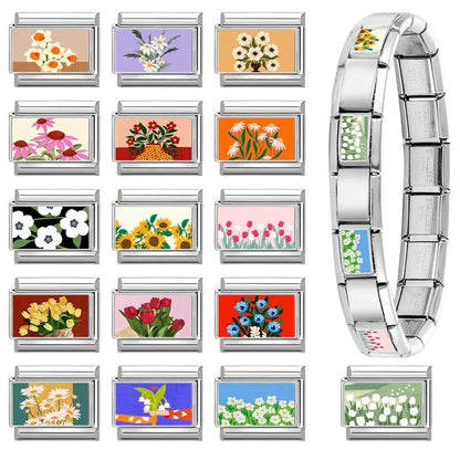 Wholesale Cute Animal Swimming Dogs Cats Sheep Charm Bracelet Fit 9mm Bracelet Stainless Steel Italian Links Making DIY Jewelrys