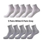 10 Pairs Men‘s Solid Color Mid-Calf Socks Breathable Comfort Sports Casual Work Socks White Black All Seasons EU 37-44 US 6-12