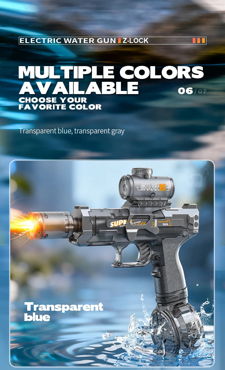 Simulated Firing and Recoil Electric Water Gun Toys Children Automatic Sensor Lights Water Pistol Summer Outdoor Beach Kids Toy