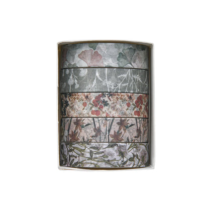 5 Rolls/Box Forest Plant Print Washi Tape Handmade Diy Diary Photo Album Decoration Masking Tape Set