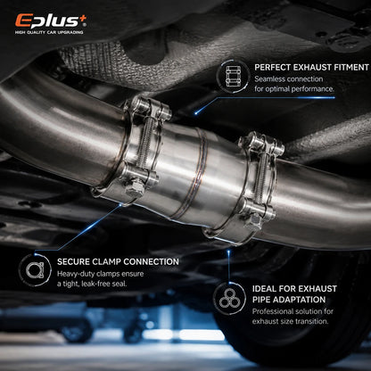 EPLUS Universal Stainless Steel Pipe Straight Adapter Reducer Joint Motorcycle Car Exhaust Pipe No-Weld Installation Connector
