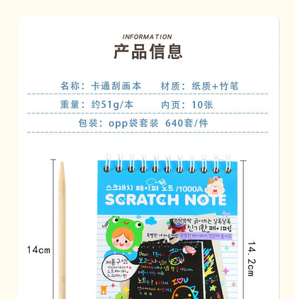 Magic Scratch Art Notebook for Kids DIY Rainbow Drawing Pad Book No-Mess Art Classroom Craft Activity Birthday Favor Gift Set