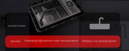 55cmx32cm 304 Nano Stainless Steel Hidden Sink Folding Faucet with Large Single Slot and Cover Plate Bar Counter Cup Washer