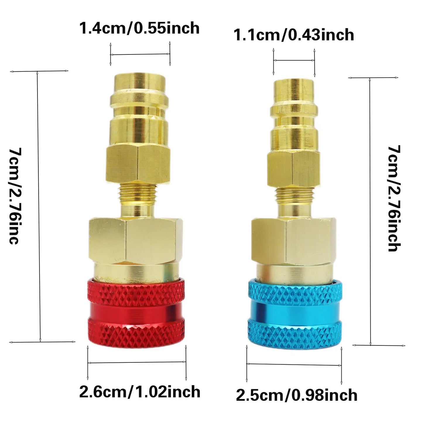 2PCS Air Conditioner Quick Connector R1234YF/R12 to R134A Quick Connectors Adapters Car Airconditioning Fitting Car Tools
