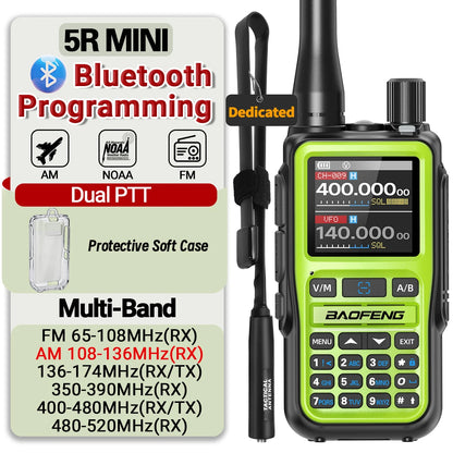 Baofeng UV-5R Mini Walkie Talkie Bluetooth Programming APP Long Range 999 Channels Radio With Protective Case Tactical Antenna