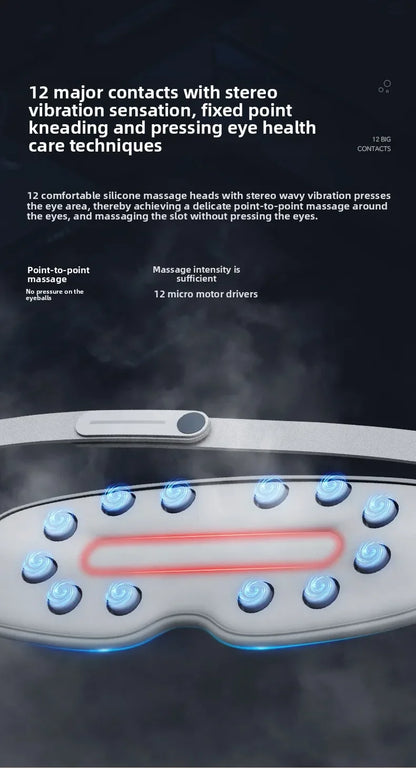 7 Mode Smart Eye Massager USB Charging Eyemask 3D Vibration Massage Eye Relax Warmth Sleep Shading Office Home Travel Eye Mask
