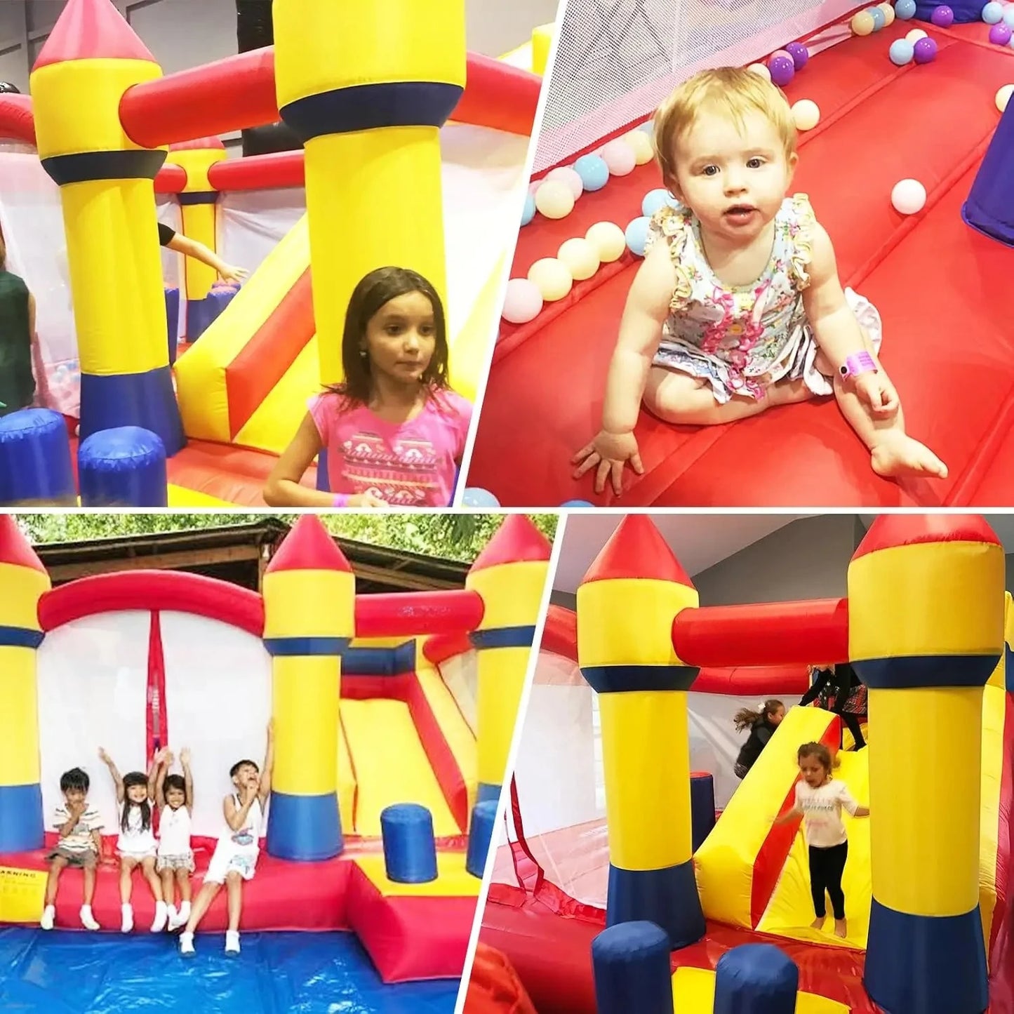 KF Bounce House with Slide Commercial Bouncy Castle for Age 8-12 Inflatable Bounce House with Blower for Outdoor Party
