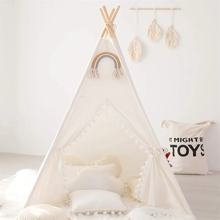 Portable Children Play Tent 1.6m/1.3m Indoor Play House Wigwam Child Tipi Teepee Toddler Ball Pit Castle Play Room for Girls