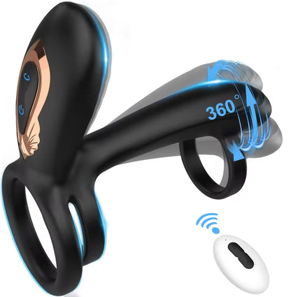 Vibrating 360°Twisting Cock Ring Sex Toys for Women Adult Couples G-spot Clitoral Stimulator Penis Ring for Men Dick Vibrator 18