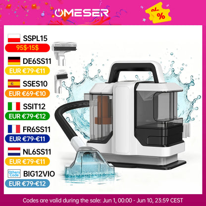 OMESER 750W Portable Carpet Cleaner 15KPa Handheld Spot Cleaner for Pet Hair Car Sofa Spray Suction Integrated Clean Machine