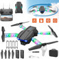 1set Aerial Four-axis Folding Airplane with Light Remote Control, Dual Camera Toys, Colorful LED Light Arms, WiFi Transmission, One-button Start/landing.