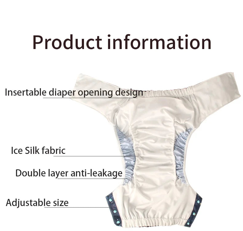 Ice Silk Adult Cloth Disaper Waterproof Old Man's Diaper Pants Reusable Diapers Trouser Pocket Anti-leak Breathable Nappy Pads
