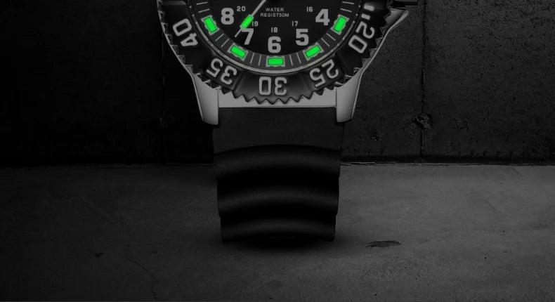 Addies Dive Men Fashion Casual Watch Calendar Display 50m Waterproof Tube Luminous Watch Black Dial Rotating Bezel Quartz Watch