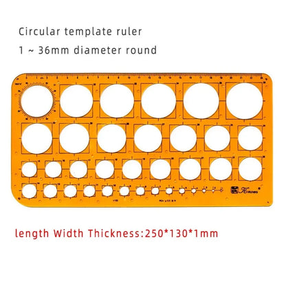 Geometric Drawing Template Set With Measuring Ruler - Yellow Transparent Plastic Tools+Bonus PE Zipper Bag - For Architecture