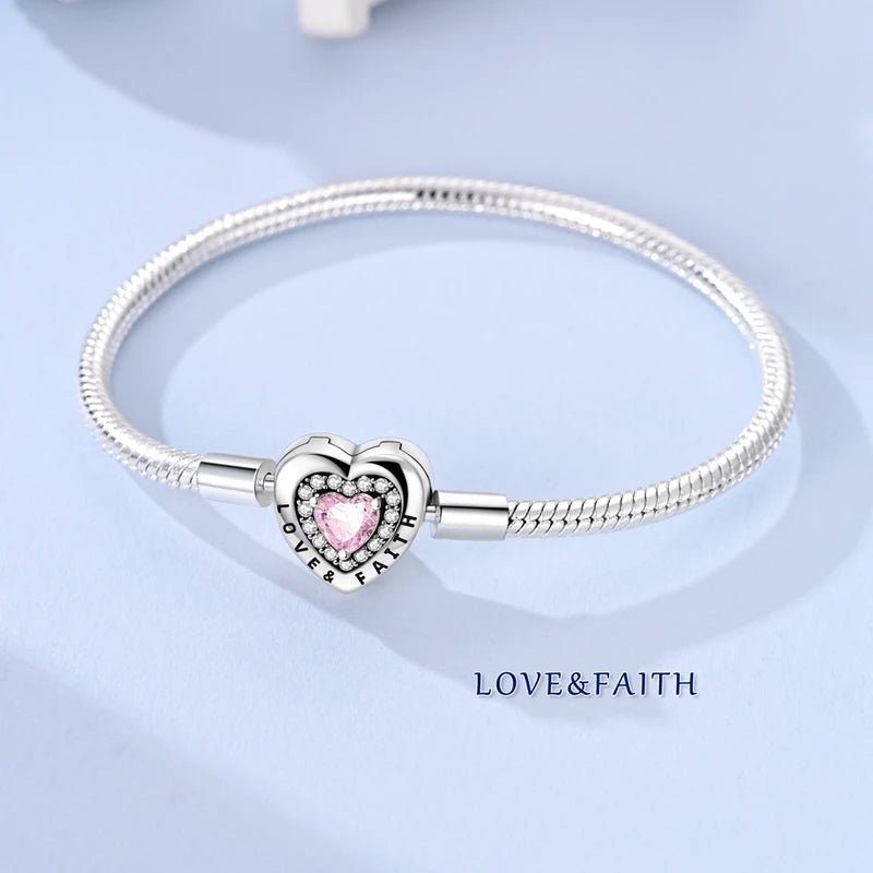 Original 925 Sterling Silver Bracelets 17-20CM Love Heart Flowers Butterfly Charms Beads Bracelet For Women Fashion Jewelry Gift