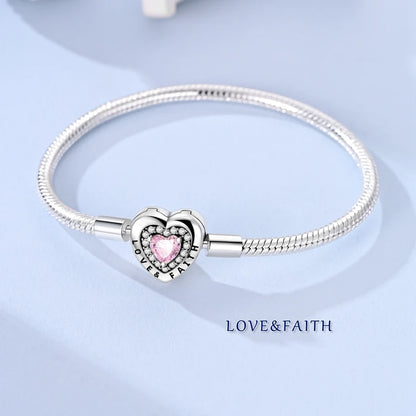 Original 925 Sterling Silver Bracelets 17-20CM Love Heart Flowers Butterfly Charms Beads Bracelet For Women Fashion Jewelry Gift