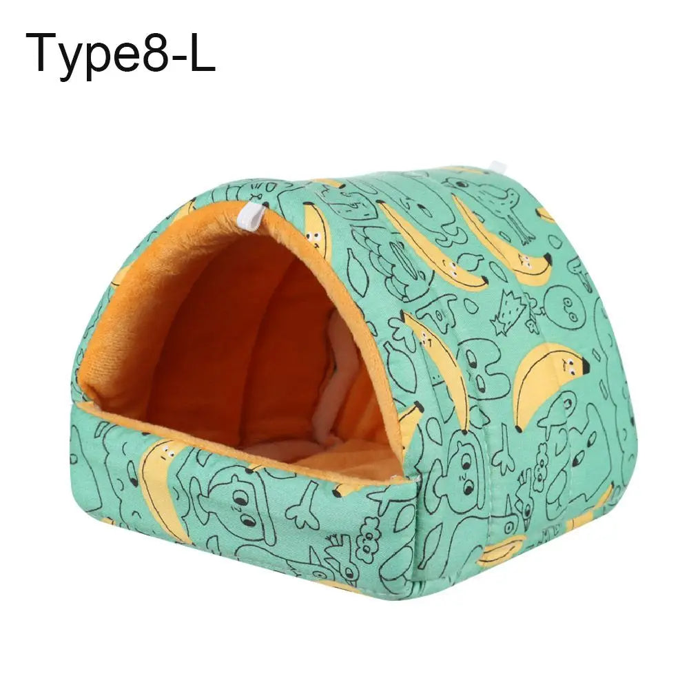 Soft Rabbit Colorful Squirrel Mini Cage Winter Hamster House Guinea Pig Nest Small Animal Sleeping Bed Warm Mat
