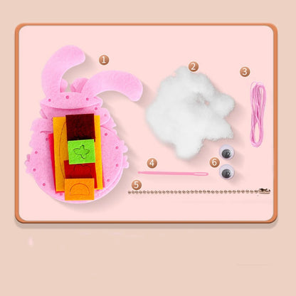 5Pcs Cartoon Animals DIY Sewing Craft Kit Toys Non-woven Animal Non-woven Keychain Handmade Early Educational Toys Kids Gifts