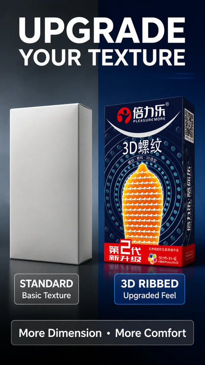 3D Ribbed Condoms 10pcs-50pcs Textured Studded Natural Latex Lubricated Men Extra Stimulation Smooth Silky Wet Sensation Beilile